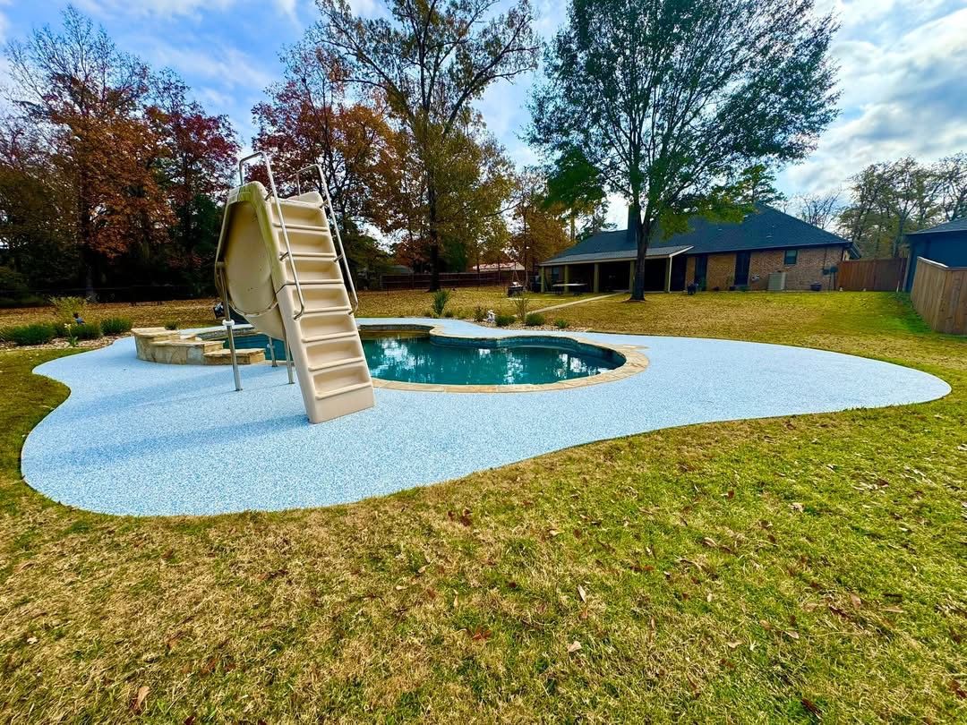 Pro-Flex rubber pool deck surfacing project near Longview, TX